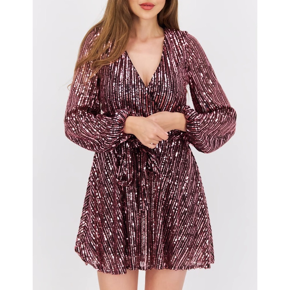 Bardot Sequin Wrap Dress